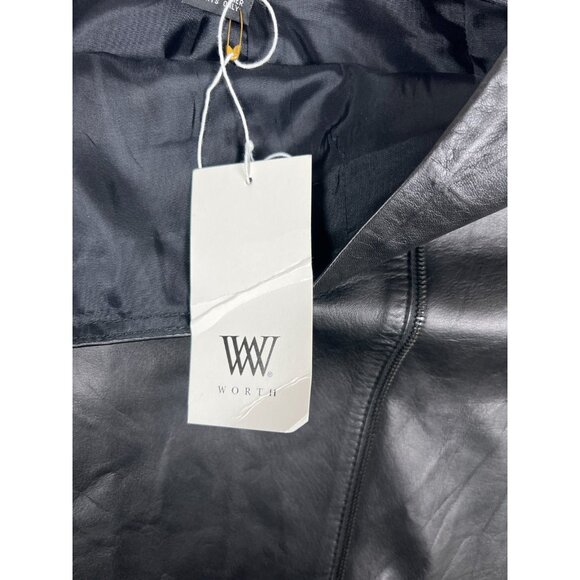 Worth Women 6 Black 100% Leather Straight Zip Mini Skirt NWT - Picture 5 of 7